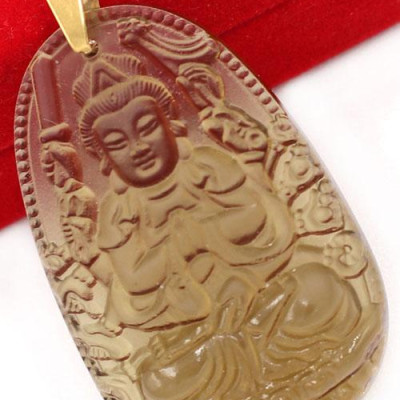 Mặt Phật Thiên Thủ Thiên Nhãn đá Obsidian size nhỏ 3cm MPOBK8 - phật bản mệnh tuổi Tý