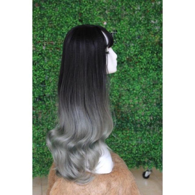 Tóc giả cao cấp xám khói omber -tặng lưới chùm tóc-hình thật