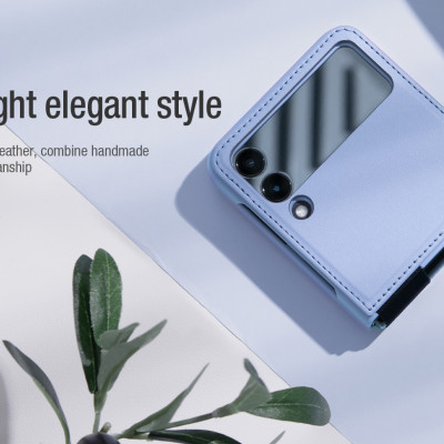 Ốp Case Nillkin Qin Leather (Vegan Leather) Dành Cho Samsung Galaxy Z Flip 4 5G - Hàng Chính Hãng