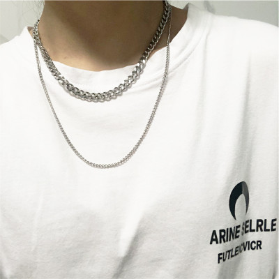 Vòng cổ kim loại thời trang nam nữ 2 lớp titan không gỉ