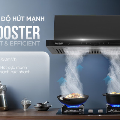 Máy hút mùi âm tủ Sunhouse SHB72035, Công suất 220W, Công suất hút 750m3/h,Công nghệ Ultra-Quiet độ ồn thấp, Điều khiển cảm biến thông minh, Chế độ Booster hút cực mạnh, Bảo hành 36 tháng tại nhà - Hàng chính hãng