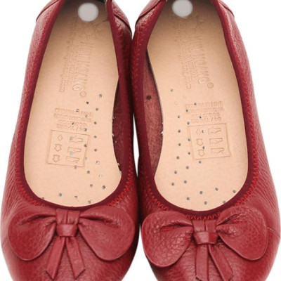 Giày Nữ Búp Bê Da Bò Huy Hoàng HT7909 - Đỏ Đô