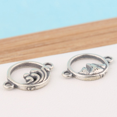 Combo 3 cái charm bạc khóa liên kết họa tiết núi và biển - Ngọc Quý Gemstones