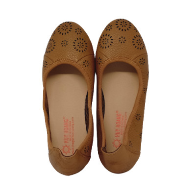 HT7950-51-52 - Giày nữ hoa văn Huy Hoàng da bò màu da, đen, nâu đất