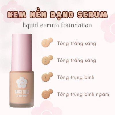 Kem Nền Kết Cấu Dạng Serum Màu 02 Lì Mịn Như Nhung Daisy Doll Nhật Bản BB Serum SPF 30 Mỏng Nhẹ 28ml