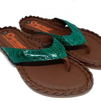 Dép nữ Huy Hoàng da cá sấu màu xanh lá HT7243