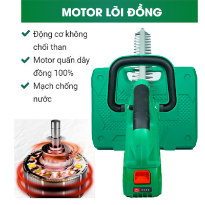Máy Cắt Tỉa Hàng Rào Cắt Cây Cảnh HIMOKI Chính Hãng - Động Cơ Lõi Đồng 100% - Chân Pin Phổ Thông 4cm 