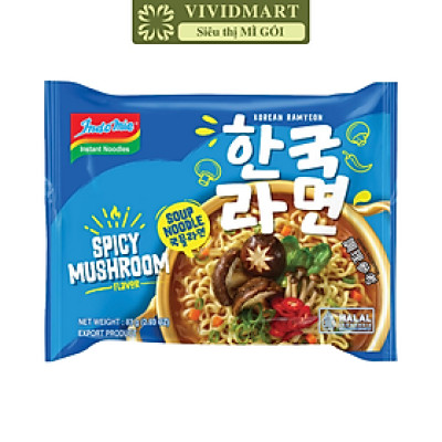 INDOFOOD - Mì Indomie Hàn Quốc hương vị Nấm cay, Mì nấm cay Indomie, Mì Indomie nấm cay Hàn Quốc (83g/gói)