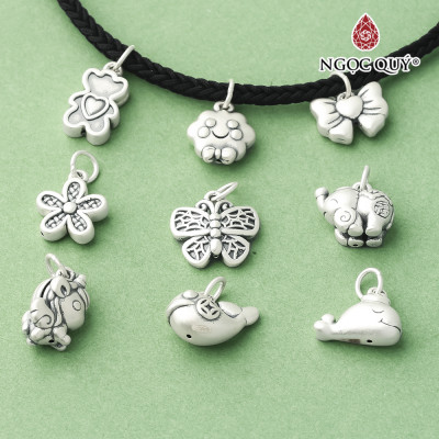 Charm bạc hình kỳ lân dễ thương treo - Ngọc Quý Gemstones