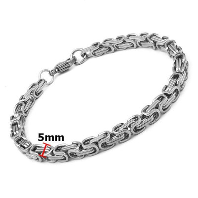 Lắc tay thép không gỉ titan nam cao cấp đẹp ziczac vuông trangsucpt kích cỡ 5mm màu trắng PTLTNA85