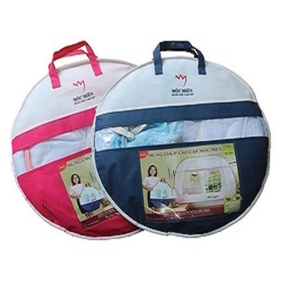 Màn Chụp , Mùng Chụp Tự Bung Cao Cấp Mộc Miên Đỉnh Rộng - Hoạ Tiết Hoa Lá Trắng Viền Xanh ( Hà Nội )