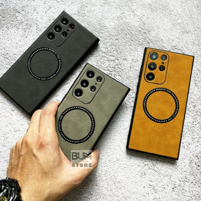 Ốp Lưng Da Cho Samsung S25 Ultra / S24 Ultra / Galaxy S23 Ultra / S23 Plus / S22 Ultra / S22 Plus Có Vòng Từ Tính