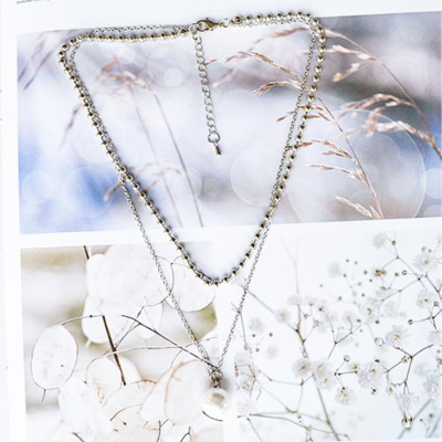 Dây chuyền vòng cổ xích bi tròn mix ngọc trai độc đáo