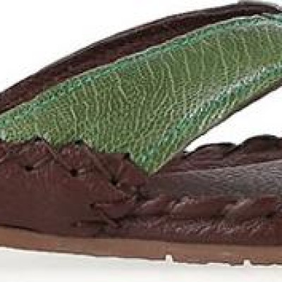 Dép nữ Huy Hoàng da đà điểu màu xanh rêu HT7409