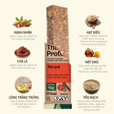 BANU - THANH ENERGY BAR - TÁO QUẾ - HỘP ( 10 THANH)