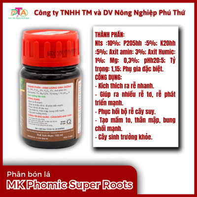 Phân Bón Lá NPK Sinh Học Đầu Trâu MK PHOMIC SUPER ROOTS chai 100ml