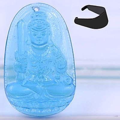 [Tuổi Dậu] Mặt Dây Chuyền Phật Bất Động Minh Vương Đá Pha Lê Xanh Lam 3.6cm - Mặt Size Nhỏ - Tặng Kèm Móc Inox - Phong Thủy 868 - May Mắn - Bình An