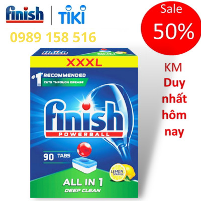 Viên rửa bát Finish All in one 90 viên hương chanh