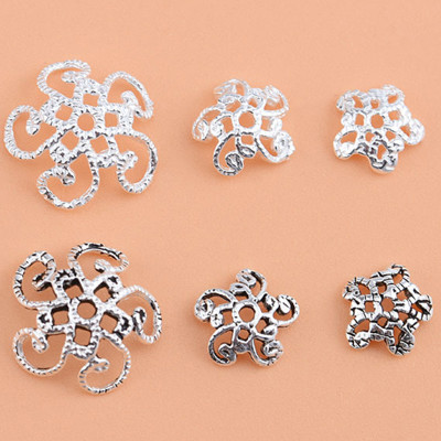 Combo 6 cái charm bạc chụp hạt, bọc hạt xỏ hình hoa tua rua - Ngọc Quý Gemstones