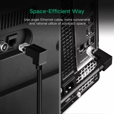 Ugreen UG30833NW115TK 1M màu Đen Cáp mạng CAT6 UTP 90 độ - HÀNG CHÍNH HÃNG