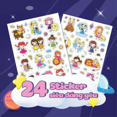 Sách - Tô Màu Diệu Kỳ - Bí Mật 12 Chòm Sao (Hơn 40 Stickers) - Megabook