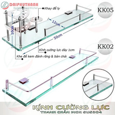 Kệ Kính Cường Lực Đa Năng Nhà Tắm Phụ Kiện Inox SUS304 - Kệ để ly, bàn chải, mỹ phẩm,..