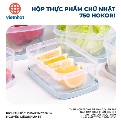 Combo 3 Hộp Đựng Thực Phẩm Chữ Nhật 750-1500-2500 ml Hokori - Hàng Chính Hãng ( màu ngẫu nhiên)