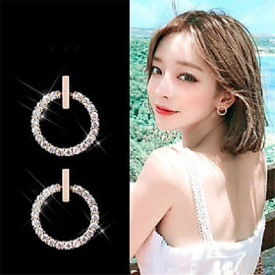 Bông tai tròn đính đá phong cách Hàn Quốc