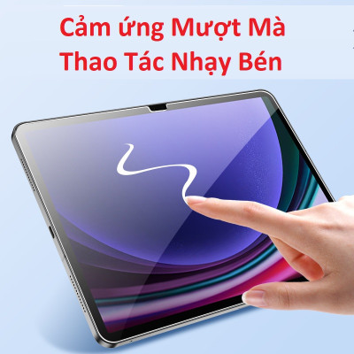 Kính Cường Lực Galaxy Tab S9, S9 FE, S9 Plus và S9 FE Plus Có Khung Tự Dán - Dễ Dán, Full Màn, Vát Cạnh, Chống Trầy, Không Bọt Khí