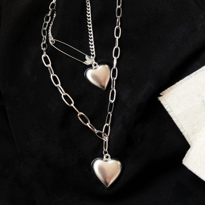 Vòng cổ dây chuyền 2 lớp tim tim mix kim băng độc lạ chất