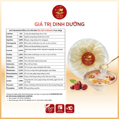Tổ yến Tinh chế cao cấp 100 gram Yến Việt Tinh Hoa - Hàng chính hãng