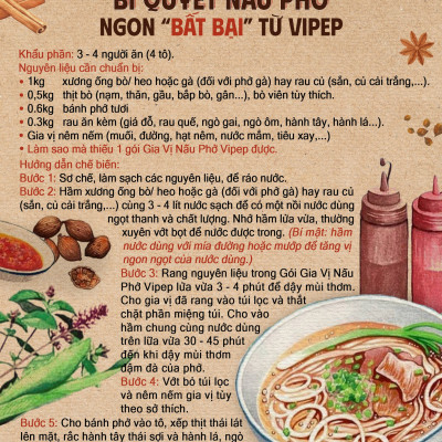Combo 5 Gói Gia Vị Nấu Phở Vipep - Gia Vị Nấu Phở Bò