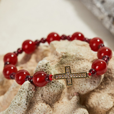 Vòng Tay Mân Côi Đá Mã Não Đỏ Hạt 10mm, Ni 52 - Ngọc Quý Gemstones