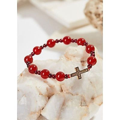 Vòng Tay Mân Côi Đá Mã Não Đỏ Hạt 10mm, Ni 52 - Ngọc Quý Gemstones