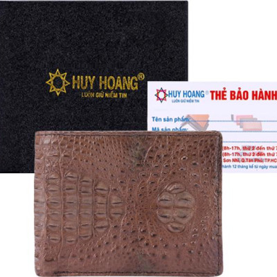 Ví Nam Da Cá Sấu Nguyên Con Nhỏ Huy Hoàng HT2247 (12.5 x 10 cm) - Nâu Đất