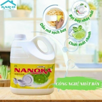 Nước rửa chén, bát hương quế / chanh Nanoka can 1,5L - Hàng Chính Hãng