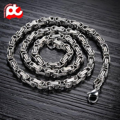 Dây chuyền nam titan đẹp sang trọng thép không gỉ ziczac trangsucpt kích cỡ 7mm màu trắng PTDCNA35