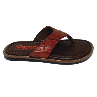 HC7236 - Dép nam Huy Hoàng da cá sấu kiểu kẹp màu nâu đỏ