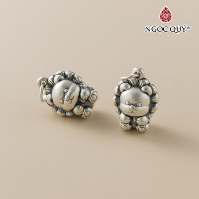 Charm bạc hình sư tử dễ thương treo - Ngọc Quý Gemstones