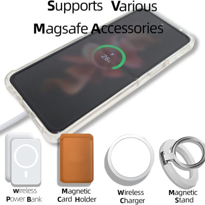 Ốp lưng chống sốc trong suốt hỗ trợ sạc Maqsafe cho Samsung Galaxy Z Flip 3 hiệu Likgus Maqsafe Magetic Case siêu mỏng 1.5mm, độ trong tuyệt đối, chống trầy xước, chống ố vàng, tản nhiệt tốt - hàng nhập khẩu
