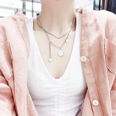 Dây chuyền vòng cổ vảy tròn kép độc đáo