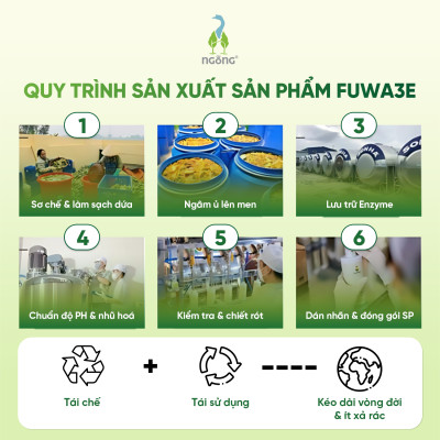 Nước Rửa Chén Fuwa3e Hương Dứa Làm Sạch Dầu Mỡ An Toàn Cho Gia Đình Chai 500ml