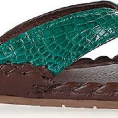 Dép nữ Huy Hoàng da cá sấu màu xanh lá HT7243