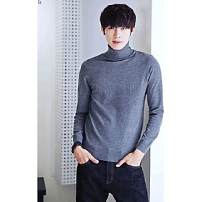 Aó thun len tay dài xám cổ cao AT402