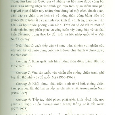 NÔNG THÔN ĐỒNG BẰNG BẮC BỘ (1965 - 1975) (Sách chuyên khảo)