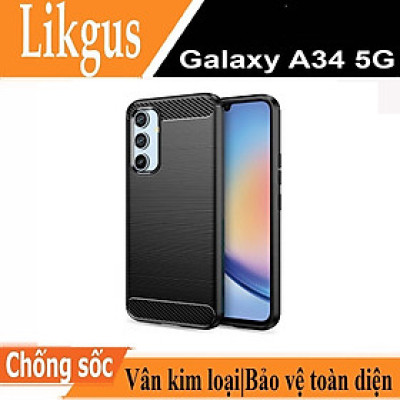 Ốp lưng chống sốc vân kim loại cho Samsung Galaxy A34 5G hiệu Likgus (chuẩn quân đội, chống va đập, chống vân tay) - Hàng nhập khẩu