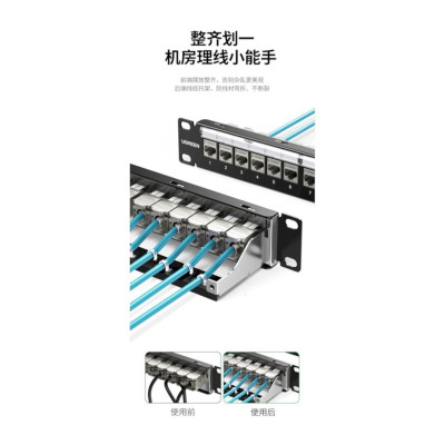 Ugreen UG80448nw156TK 24 cổng cat6 STP Patch panel RJ45 LAN Ethernet màu đen - HÀNG CHÍNH HÃNG