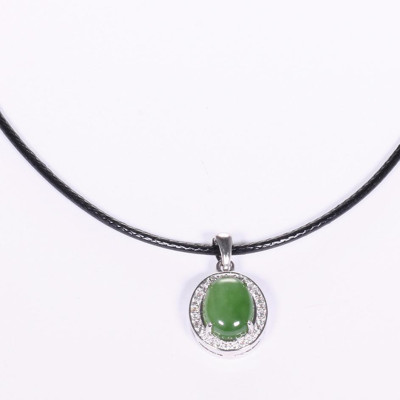 Mặt dây chuyền oval đá ngọc bích mệnh hỏa, mộc - Ngọc Quý Gemstones