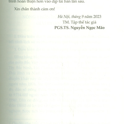 Nông Thôn Đồng Bằng Bắc Bộ (1976-1996) (Sách chuyên khảo) - PGS. TS. Nguyễn Ngọc Mão chủ biên