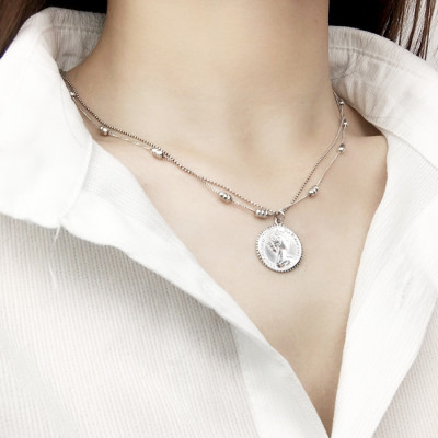 Dây chuyền chuỗi xích sợi kép hạt độc đáo cá tính